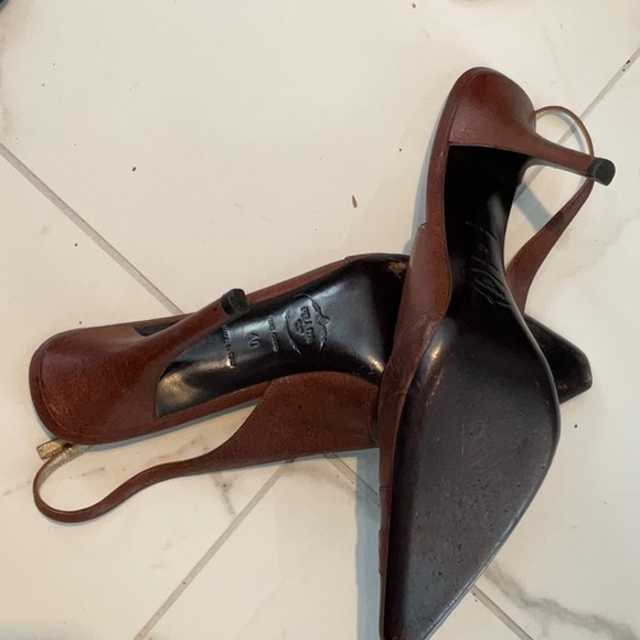 PRADA MILANO RARE  BROWN LEATHER SLINGBACK PUMPS EU 40 - Picture 4 of 4